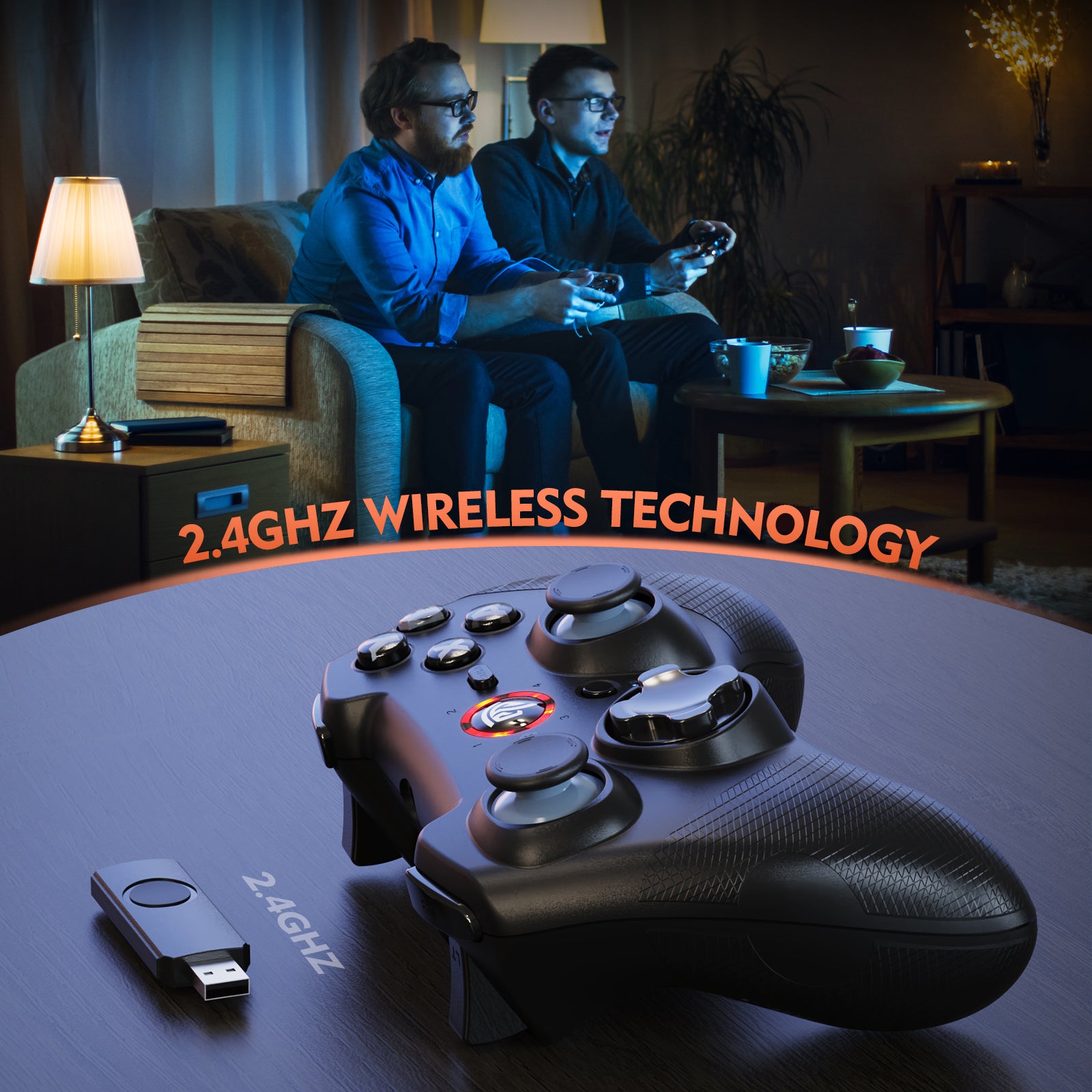EASYSMX ESM-9101 2.4G Wireless Game Controller Dual-Vibration Gaming Gamepad Joystick for PC / PS3 EASYSMX ESM-9101 2.4G Wireless Game Controller Dual-Vibration Gaming Gamepad Joystick for PC / PS3